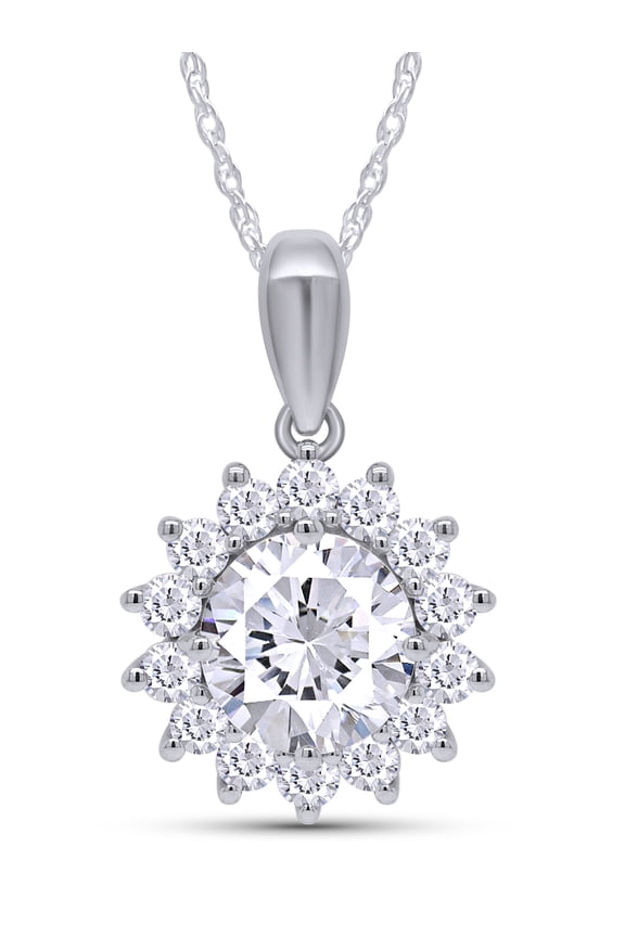 3CT Moissanite Pendant Necklace 18K White Gold Plated Silver D Color Ideal Cut Lab Created Diamond Necklace for Women with Certificate of Authenticity