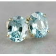 thumbnail image 1 of 3CT Oval Cut Lab-Created Aquamarine Women's Stud Earrings in 14K Yellow Gold Plated, 1 of 1