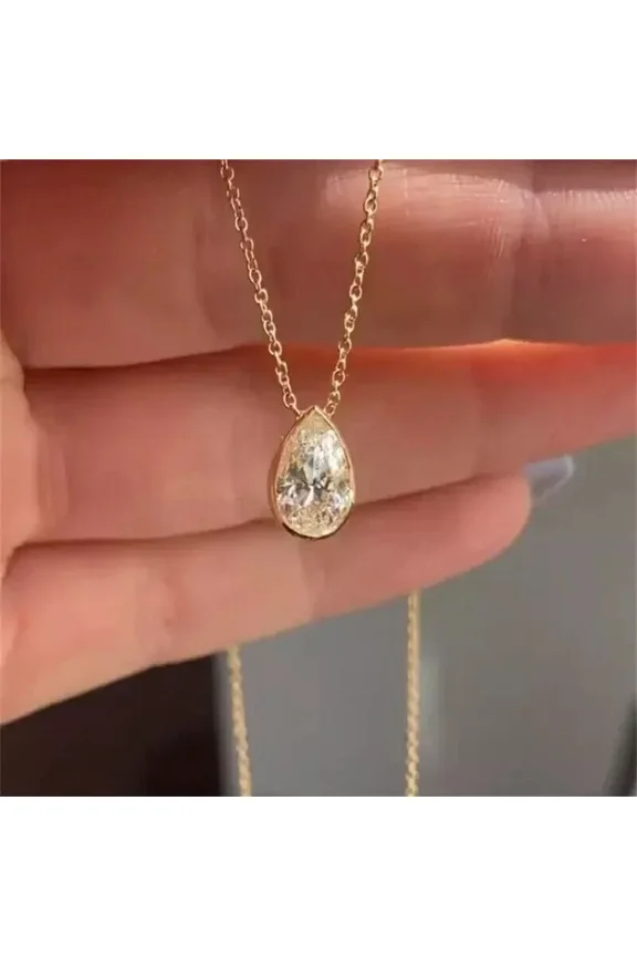 3CT Pear Cut Lab Created Diamond Women's Locket Pendant in 14K Yellow Gold Plated