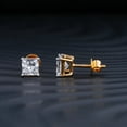 thumbnail image 1 of 3CT Princess Cut Solitaire Lab Created Diamond Stud Earring 14k Yellow Gold Plated, 1 of 4