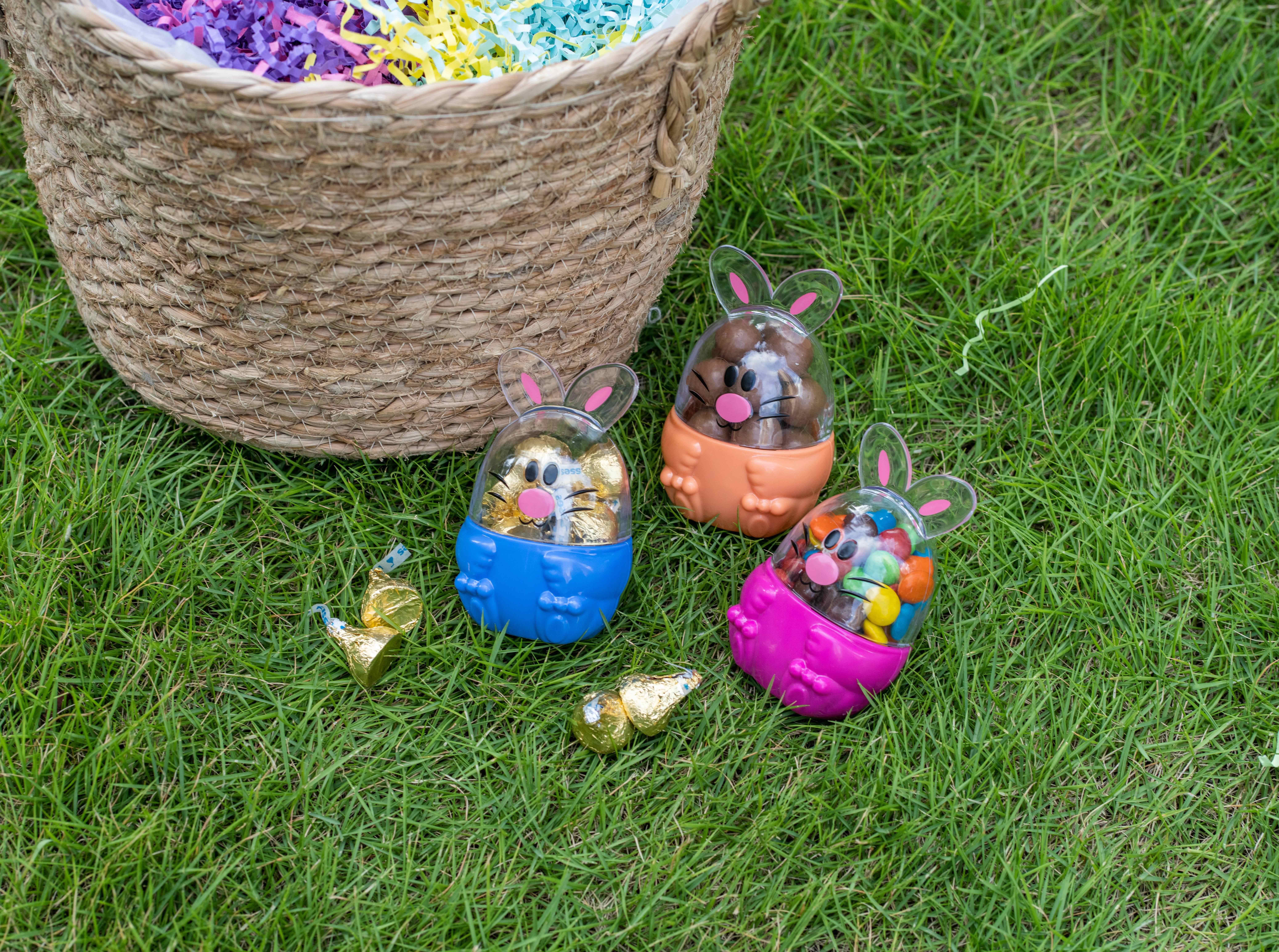 Easter Multicolor and Clear Bunny-Shaped Plastic Fillable Eggs, 4 in, 3 Count, by Way To Celebrate