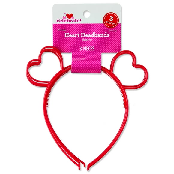 Heart Headbands, Red, 3 Count, Valentine's Day by Way To Celebrate