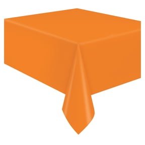 3 Count 54 IN x 108IN Orange Rectangular Plastic Table Covers by Way To Celebrate