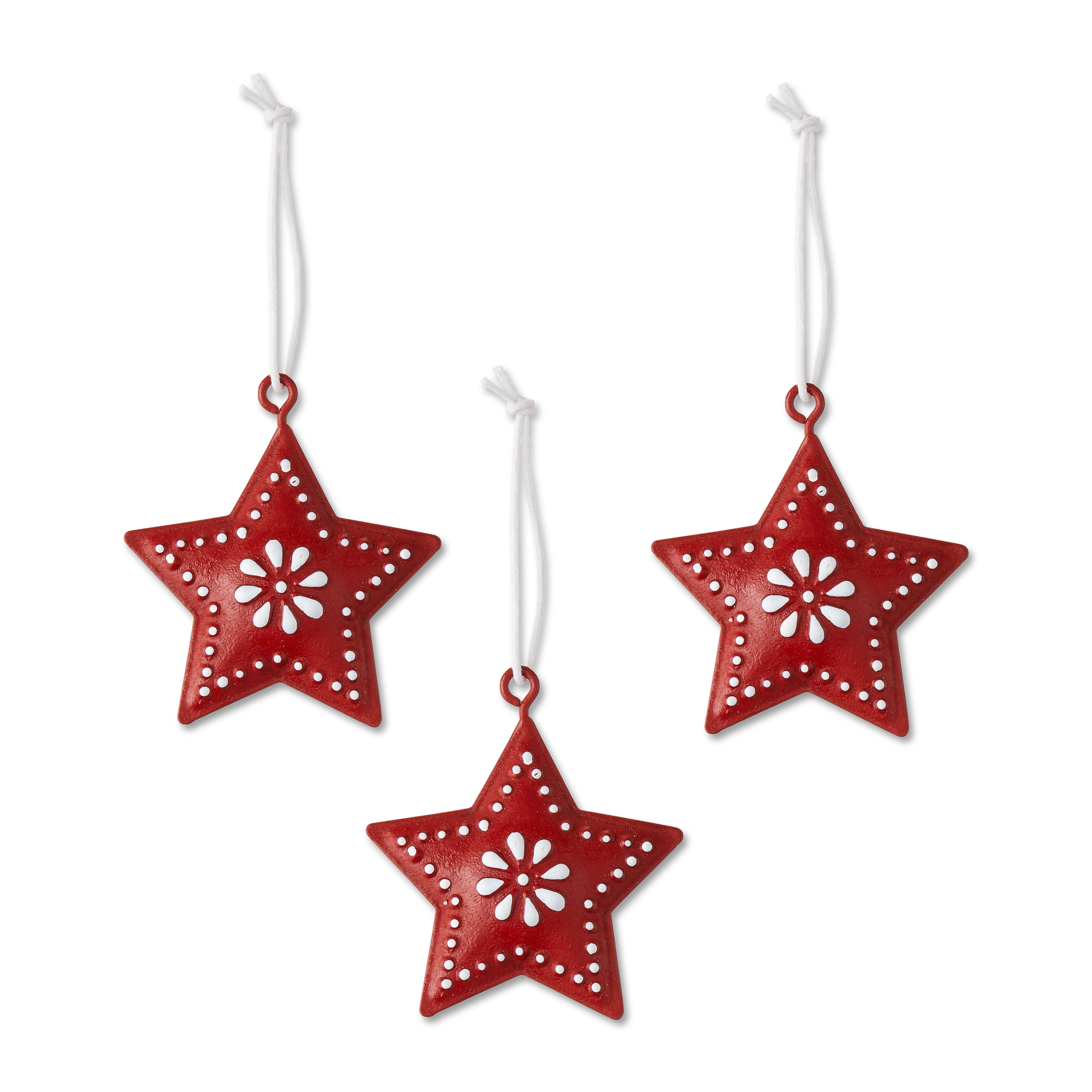 Red Metal Mini Star Christmas Ornaments, 3 Count, by Holiday Time