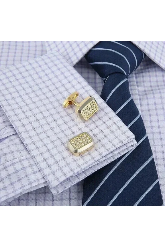 3CT Round Cut Lab Created Diamond Classic Men's Cufflinks 14K Yellow Gold Plated