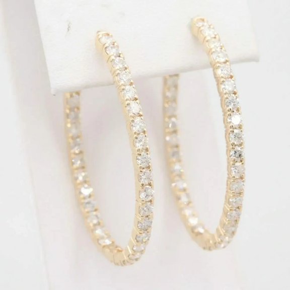 3CT Round Cut Lab Created Diamond Inside-Out Hoop Earrings In 14K Gold Plated