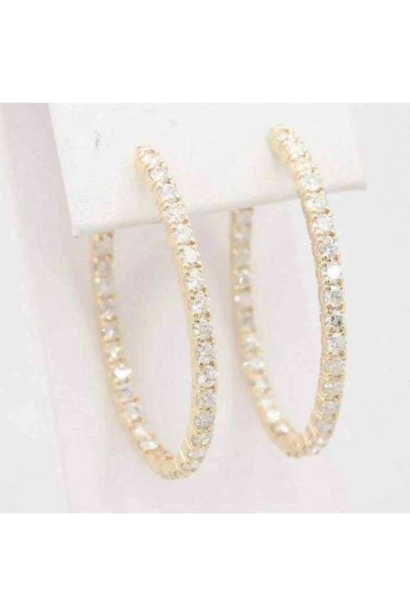 3CT Round Cut Lab Created Diamond Inside-Out Hoop Earrings In 14K Gold Plated