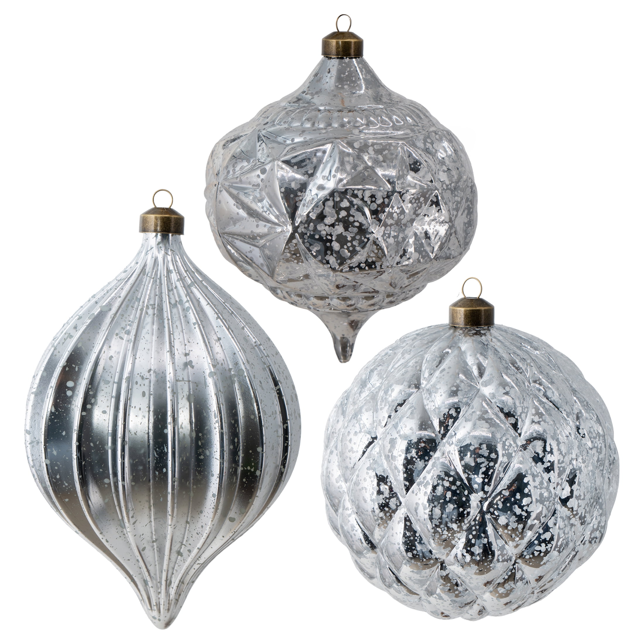 My Texas House 3-Count Silver Mercury-Style Shatterproof Christmas Ornaments