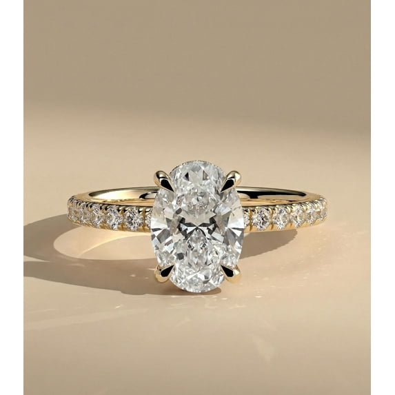 3Carat Oval Moissanite Ring Yellow Gold Plated Oval engagement Ring ...