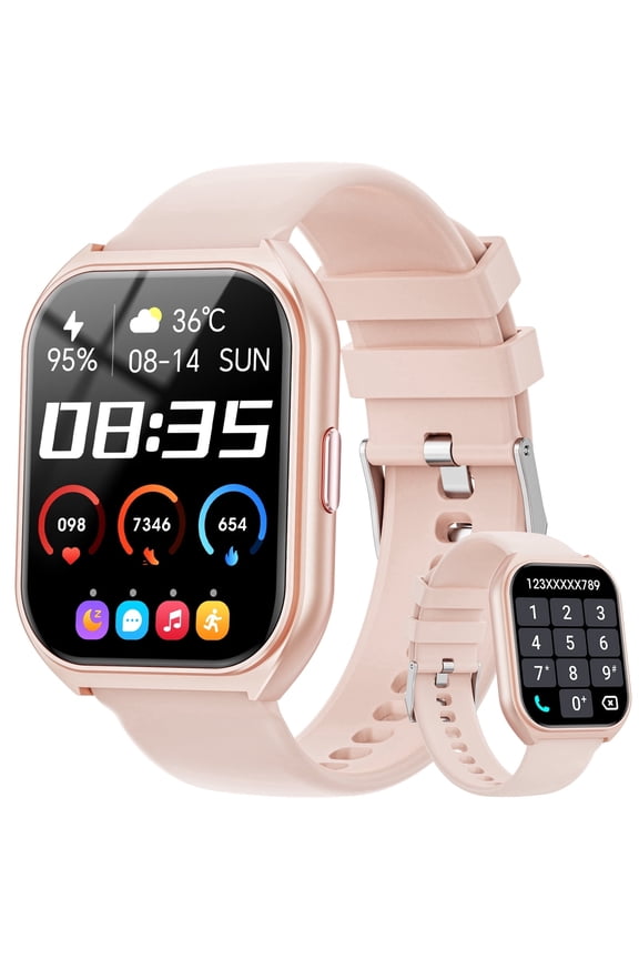 1.85-inch Smart Watches for Women Men, with Answer/Make Calls/100 Sports Modes, Fitness Tracker Smartwatch, Fits for Android and Iphone Devices (Pink)