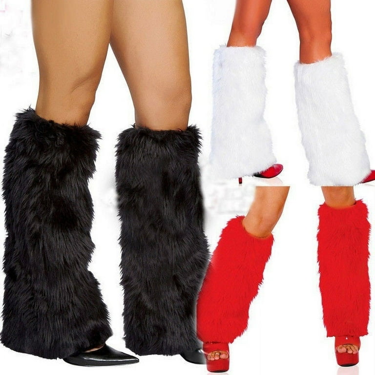 3Color Faux Fur Leg Warmers Rave Fluffies Women Boot Cover Santa Christmas Walmart