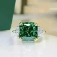 thumbnail image 1 of 3Ct Asscher Cut Green Lab Created Emerald Engagement 14k White Gold Finish Ring, 1 of 2