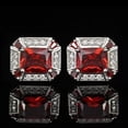 thumbnail image 1 of 3Ct Emerald Cut Lab-Created Garnet 14KWhite Gold Plated Stud Men Shirt Cufflinks, 1 of 1