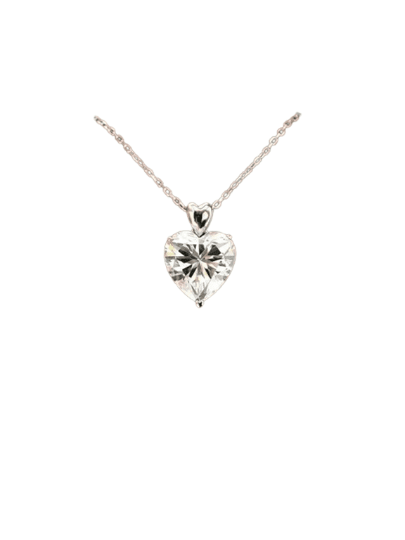 3Ct Hear Cut Lab Created Diamond Women's Heart Shape Pendant Necklace 925 Sterling Silver