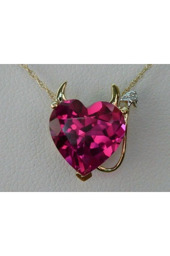 3Ct Heart Cut Lab-Created Red Ruby Women's Heart Pendant 14K Yellow Gold Plated