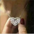 thumbnail image 1 of 3Ct Heart Cut Lab-Created VVS1/D Diamond Solitaire Pendant 14K White Gold Finish Free Chain, 1 of 2