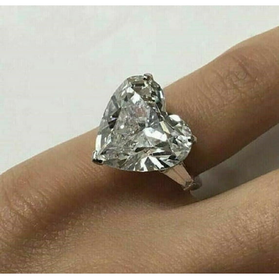 3Ct Heart Cut Simulated Diamond Women's Solitaire Engagement Ring 14K White Gold Plated