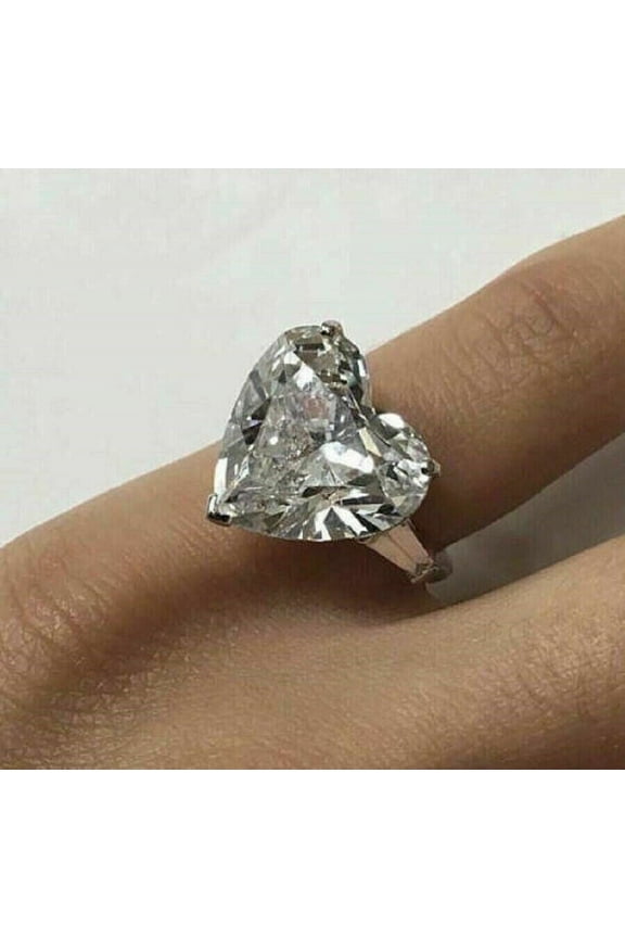 3Ct Heart Cut Simulated Diamond Women's Solitaire Engagement Ring 14K White Gold Plated