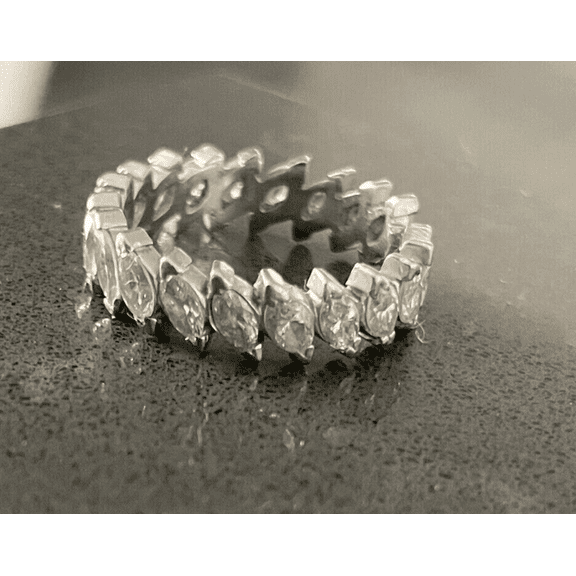 3Ct Lab Created CZ Diamond  14K White Gold Plated Band Ring for Women Gift/Wedding Fine Jewelry