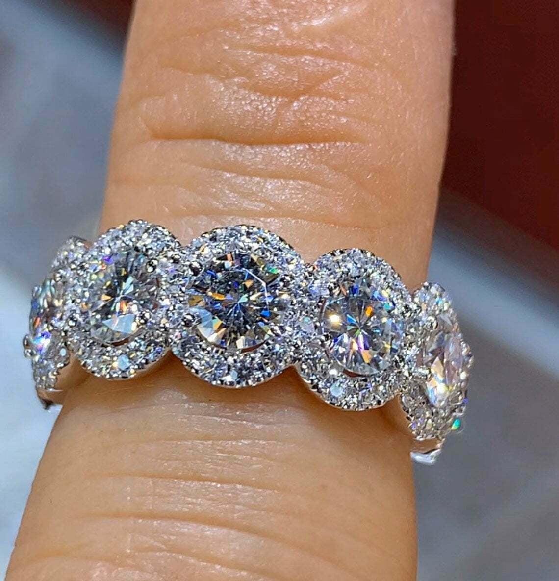 3Ct Lab-Created Diamond Full Eternity Wedding Band Ring 14K White Gold ...