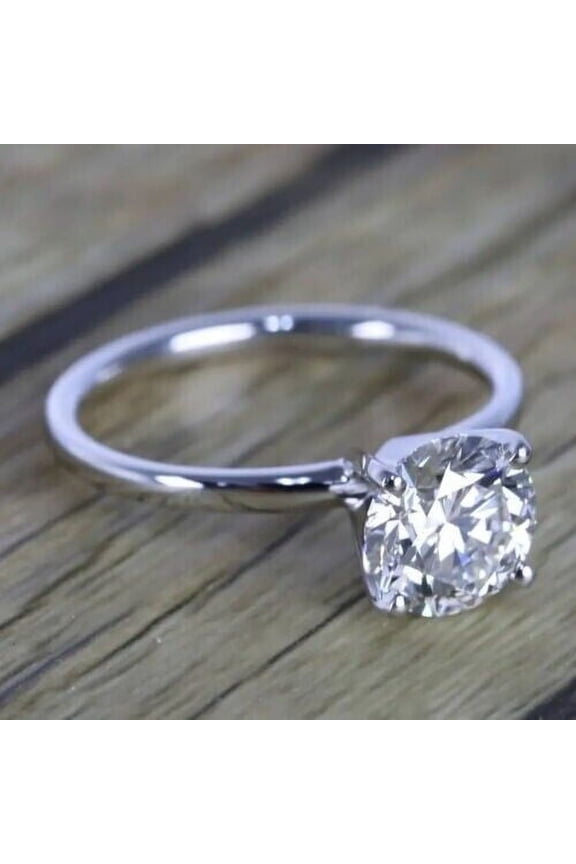3Ct Lab Created Diamond Round Cut Engagement Ring 14K White Gold Plated