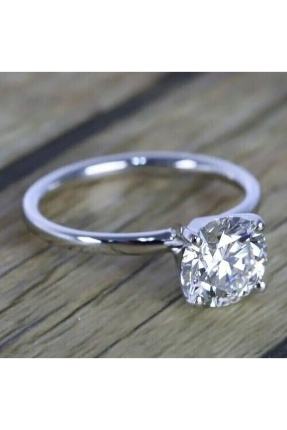 3Ct Lab Created Diamond Round Cut Engagement Ring 14K White Gold Plated