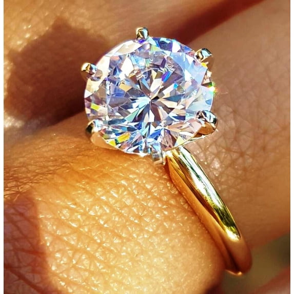 3Ct Lab Created Diamond Round Cut Solitaire Engagement Ring 14K Yellow Gold Plated