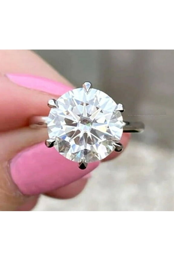 3Ct Lab Created Diamond Round Cut Solitaire Leady Beauty Ring 14K White Gold Plated