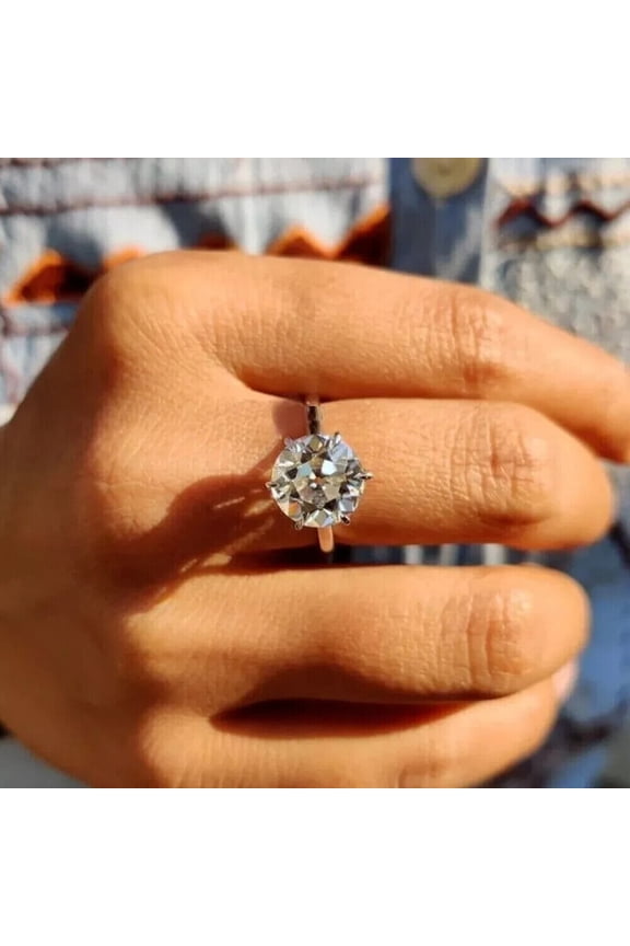 3Ct Lab Created Diamond Round Cut Solitaire Leady Beauty Ring 14K White Gold Plated