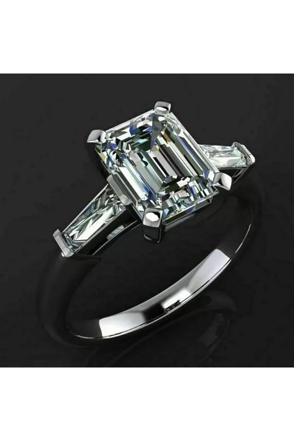 3Ct Lab Created Diamond Three Stone Engagement Ring Real 925 Sterling Silver