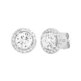 thumbnail image 1 of 3Ct Lab Diamond Halo Set Round Diamond Stud for Women Real 14K White Gold Earrings, 1 of 2