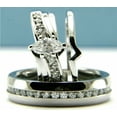thumbnail image 1 of 3Ct Marquise Cut Diamond His & Her Trio Ring Wedding Set 14K White Gold Plated -4, 1 of 5