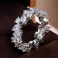 thumbnail image 1 of 3Ct Marquise Cut Lab Created Diamond Full Eternity Band 14K White Gold Plated Silver, 1 of 4