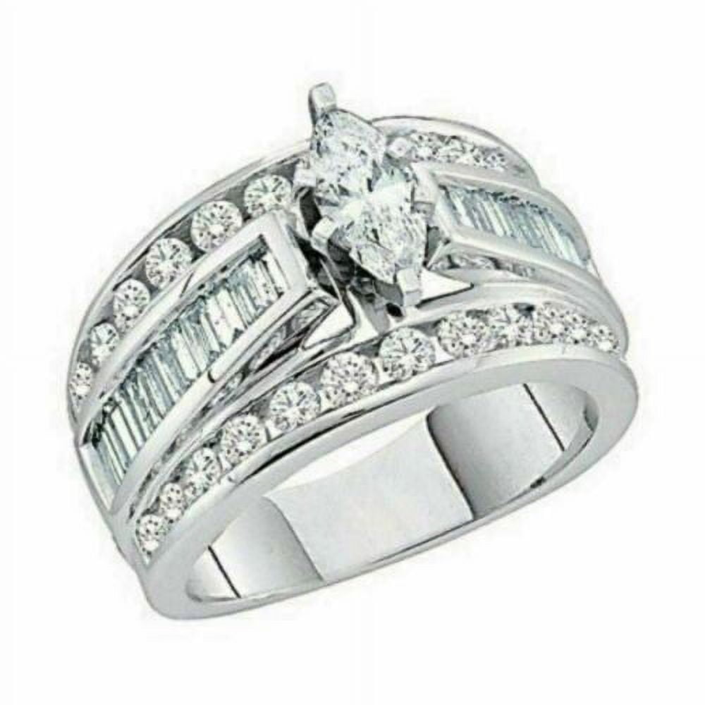3Ct Marquise Cut Moissanite (VVS1/D) 14k White Gold over Solitaire Ring Fine Jewelry for Women