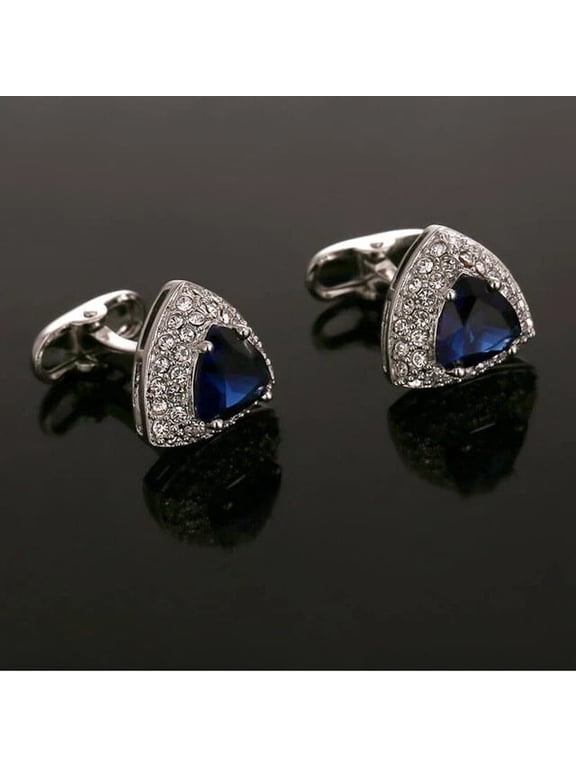 3Ct Men Cufflinks Shirt Men Lawyer Buttons Lab Created Sapphire 14K White Gold Plated