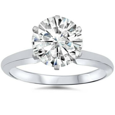 3Ct Moissanite Round Cut D, VS1 14K White Gold Solitaire Engagement Ring For Women
