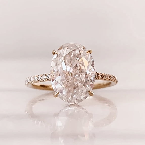 3Ct Oval Cut Lab Created Diamond Women's Halo Engagement Ring 14K Yellow Gold Plated