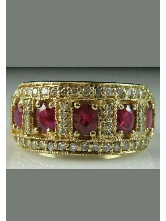3Ct Oval Cut Lab Created Red Ruby Women's Engagement Ring 14K Yellow Gold Plated