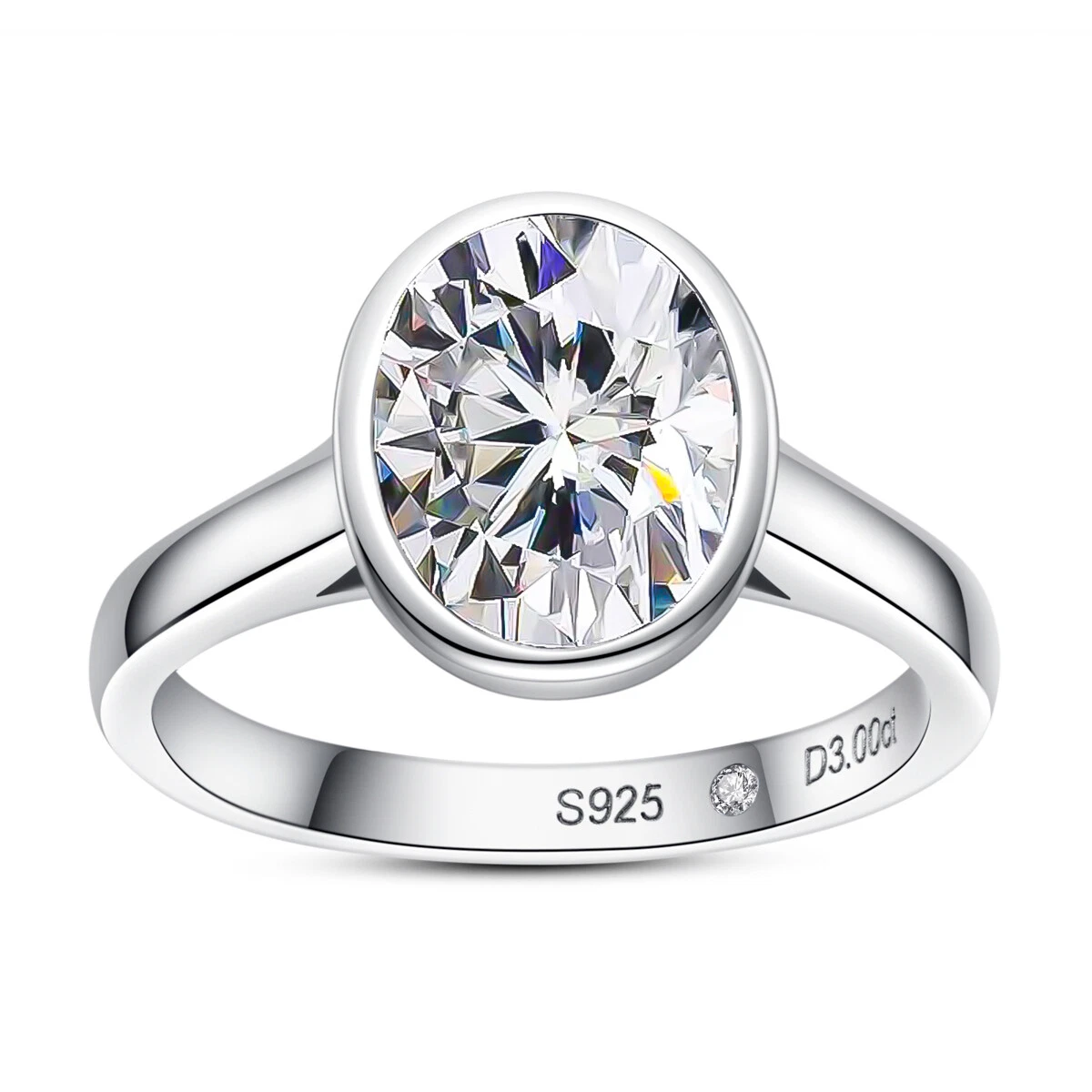 "3Ct Oval Cut Moissanite Engagement Ring for Women – D Color VVS1 Solitaire Eternity Band"