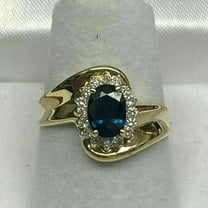 3Ct Oval Cut Simulated Blue Sapphire Women's Wedding Ring 14k Yellow Gold Plated