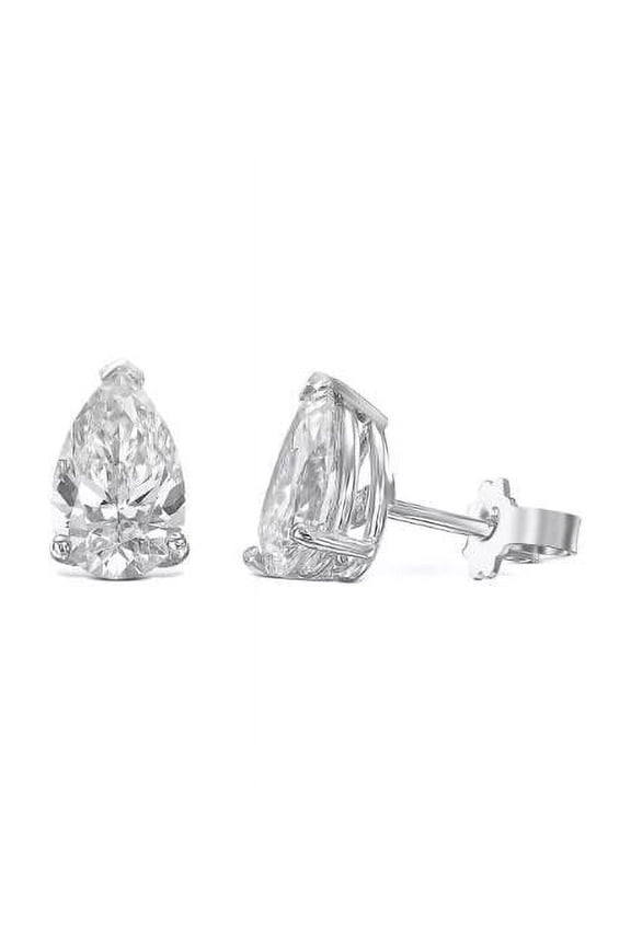 3Ct Pear Cut Diamonds Solitaire Women's Teardrop Earrings 14K White Gold Finish
