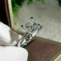 3Ct Princess Cut Simulated Diamond Solitaire Women Engagement Ring 14K White Gold Plated 925 Silver