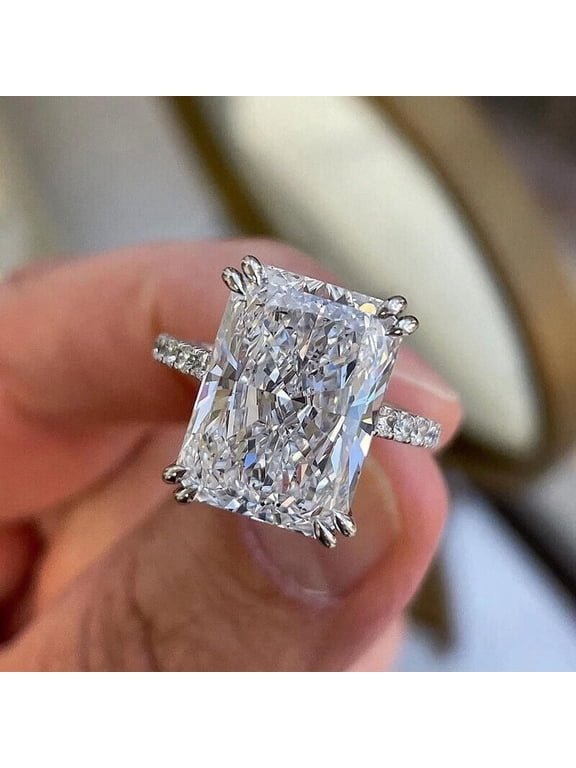 3Ct Radiant Cut Lab Created Diamond Engagement Ring 14K White Gold Plated
