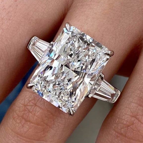 3Ct Radiant Cut Lab Created Diamond Women's Gift Ring 14k White Gold Plated