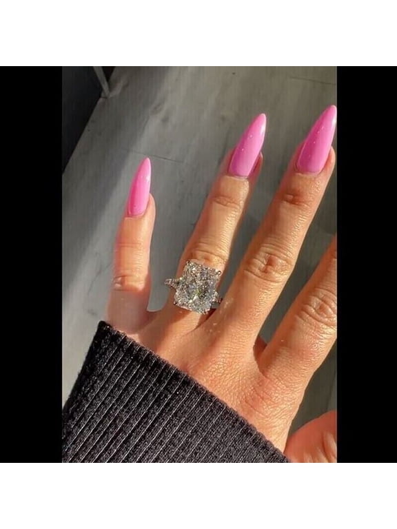 3Ct Radiant Lab-Created Diamond Solitaire Engagement Ring 14K White Gold Plated