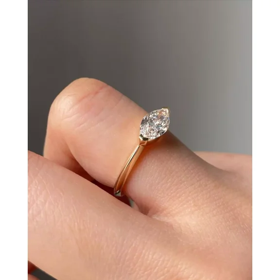 3Ct Radiant Lab Created Solitaire 14K Gold FN East West Anniversary Ring