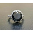 thumbnail image 1 of 3Ct Round Cut Black Diamond Halo Engagement Ring 14K White Gold Plated, 1 of 3