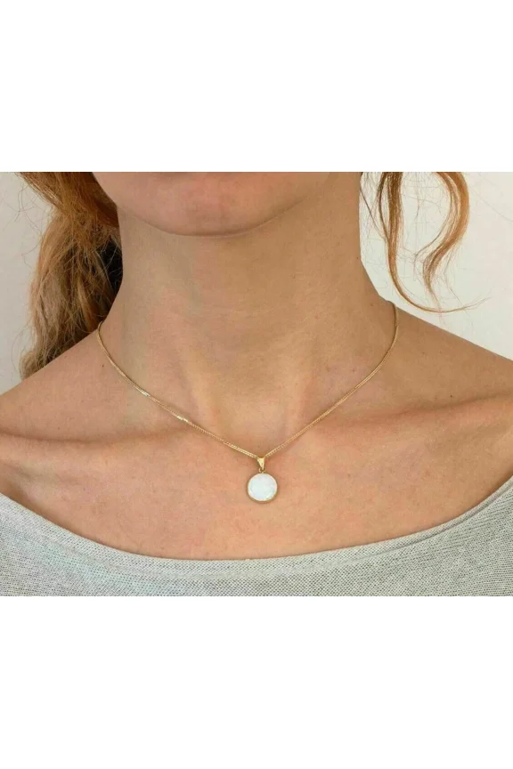 3Ct Round Cut Fire Opal Solitaire Pendant 18" Free Chain 14K Yellow Gold Plated