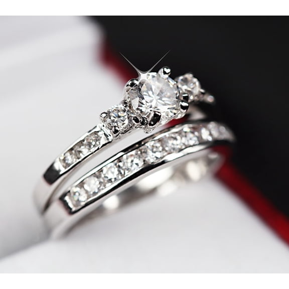 3Ct Round Cut Lab Created Diamond Bridal Engagement Ring In 14K White Gold Plated