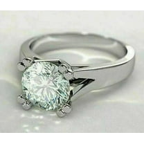 3Ct Round Cut Lab Created Diamond Engagement Ring 14K White Gold Plated Sterling Silver